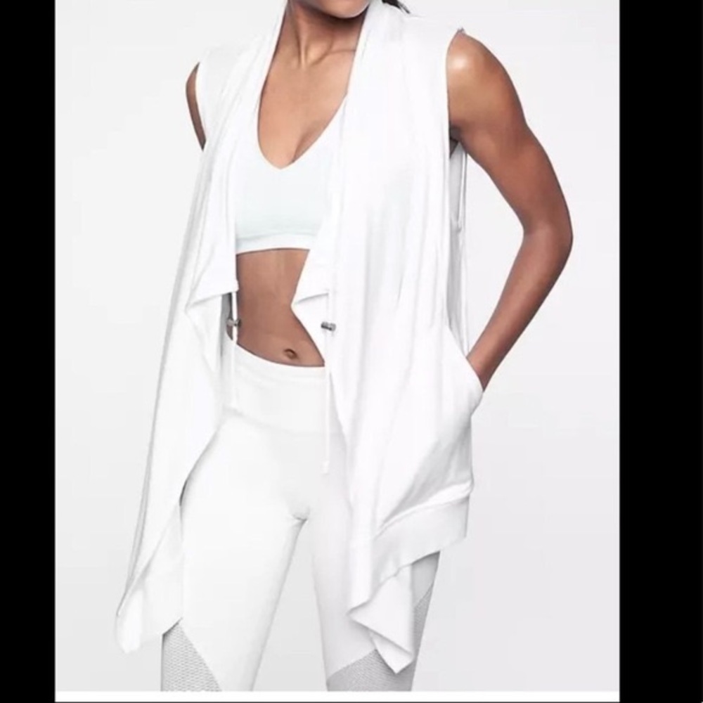 Athleta mindset open front jersey vest small white